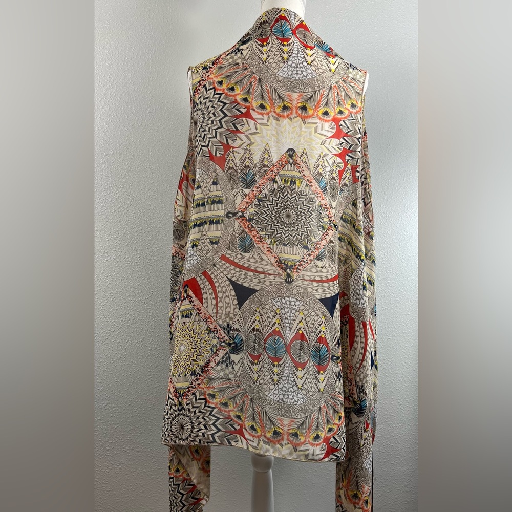 Kimono Womens Sleeveless Tribal Boho Fringe Open Front Wrap Boho Fall - Picture 3 of 7